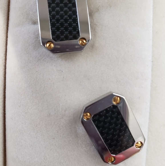 Zales Mens Carbon Fiber Cufflinks - Picture 1 of 1